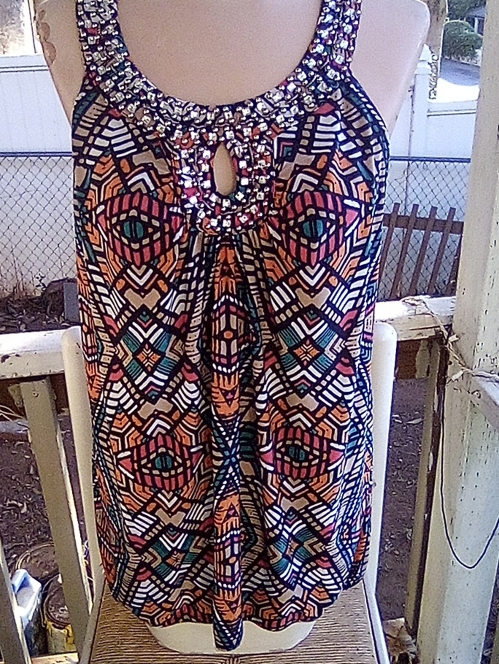 INC International ConceptsNew Fall Fashion Black with Multicolor Beaded Top.